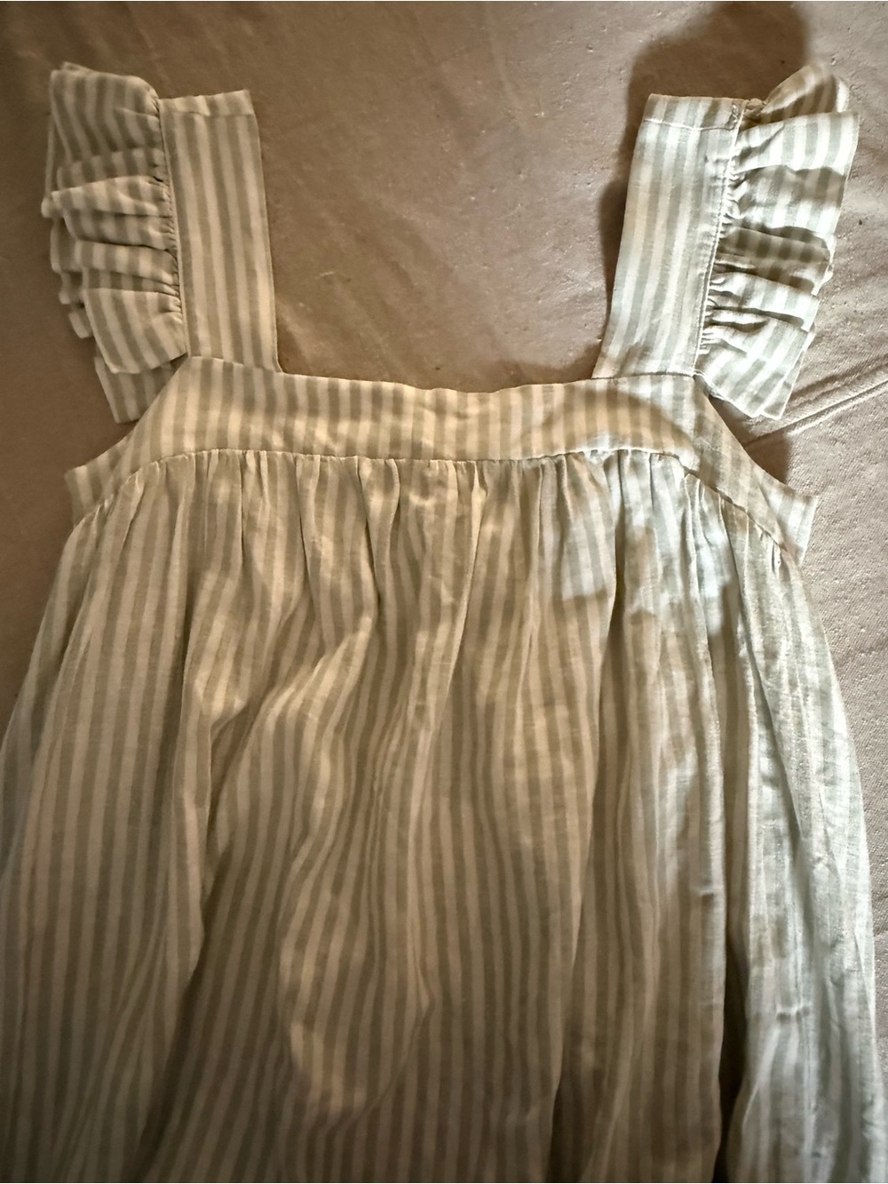 a new day Striped Ruffle Strap Dress - Cream & Sage